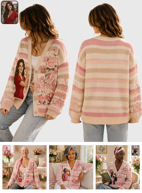 En octobre, nous portons du rose - Cardigan personnalisé pour la sensibilisation au cancer du sein