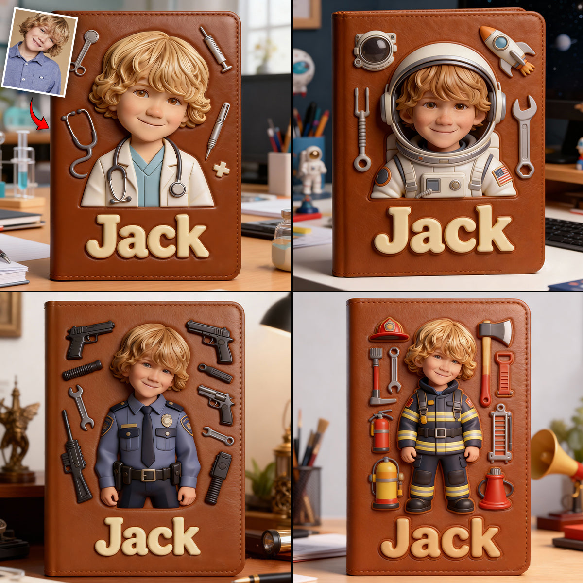 Là où commencent les rêves - Carnet en cuir personnalisé pour enfant