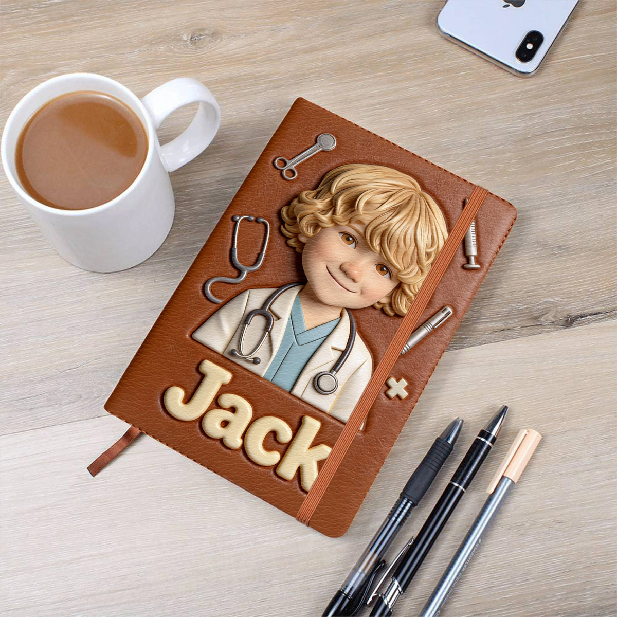 Là où commencent les rêves - Carnet en cuir personnalisé pour enfant