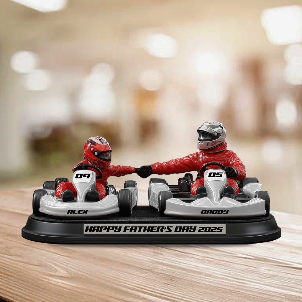 Plaque acrylique personnalisée « Papa et enfant passionnés de karting » - Plaque en acrylique sur mesure pour père