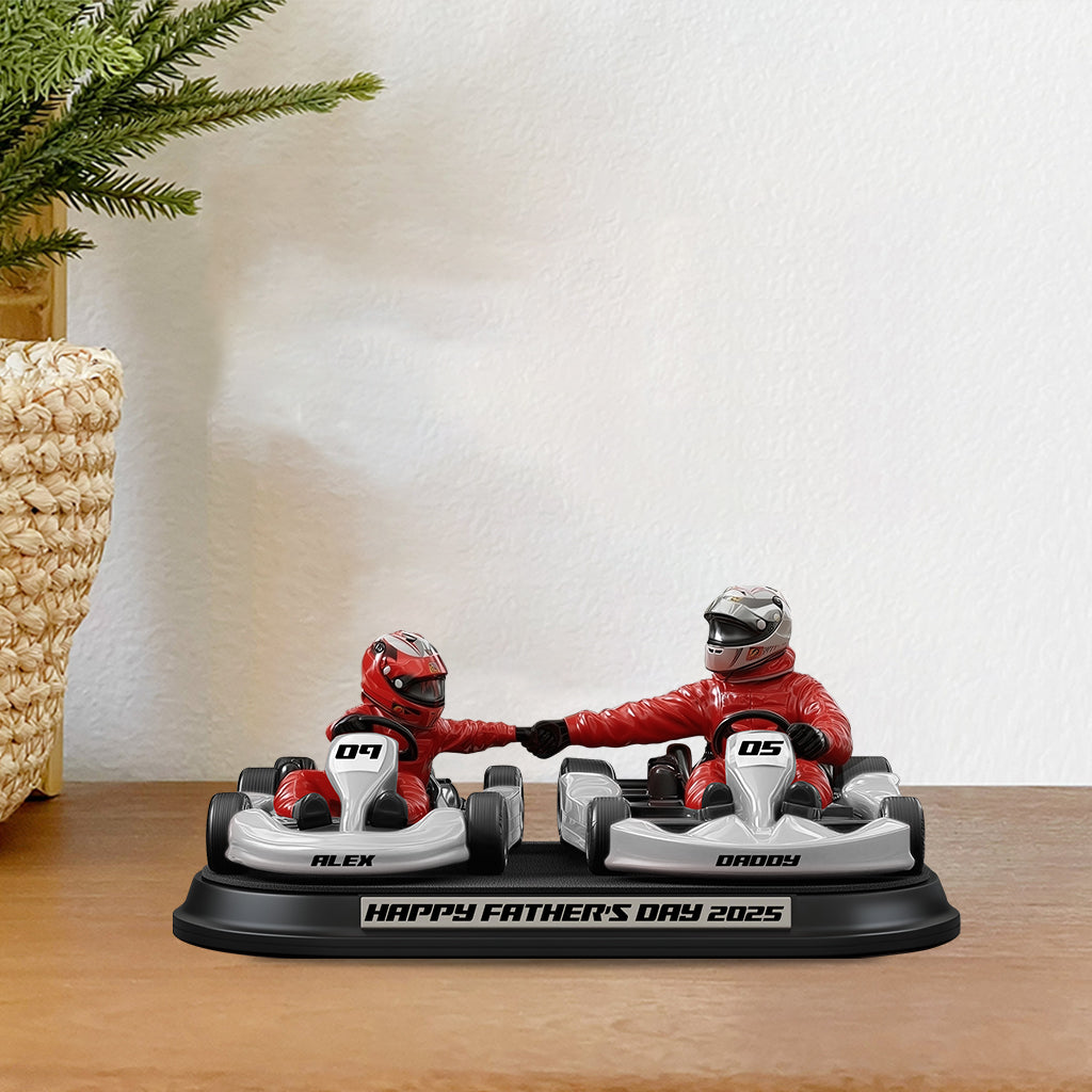 Plaque acrylique personnalisée « Papa et enfant passionnés de karting » - Plaque en acrylique sur mesure pour père