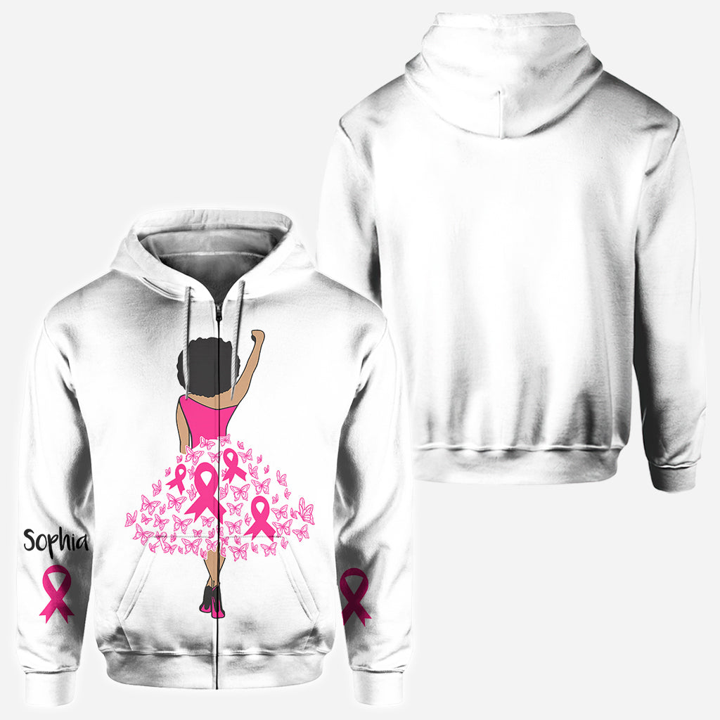 T-shirt personnalisé « Black Woman Strength Pink Ribbon » pour la sensibilisation au cancer du sein