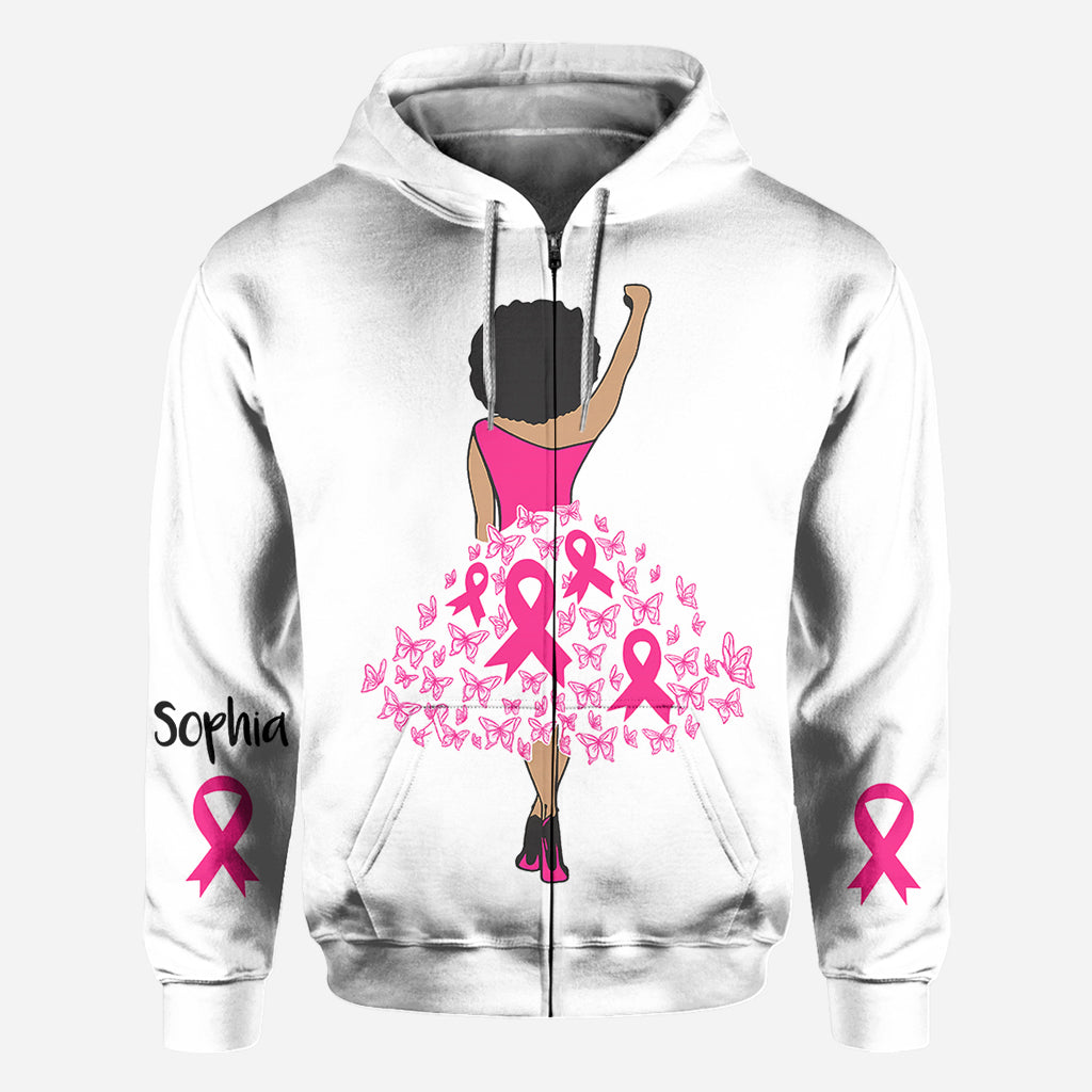 T-shirt personnalisé « Black Woman Strength Pink Ribbon » pour la sensibilisation au cancer du sein