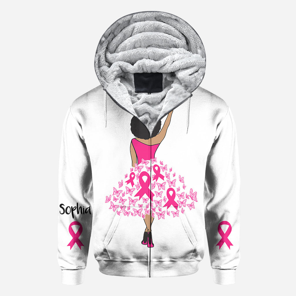 T-shirt personnalisé « Black Woman Strength Pink Ribbon » pour la sensibilisation au cancer du sein