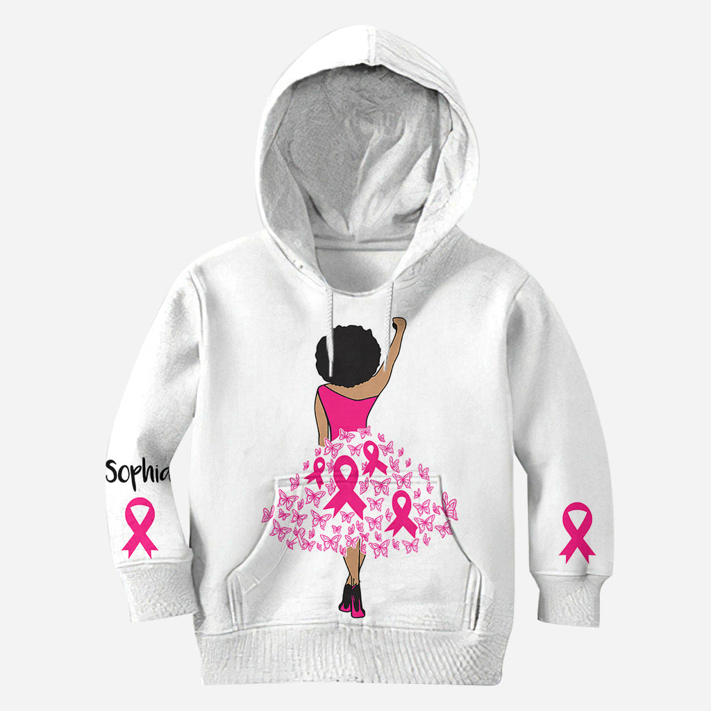 T-shirt personnalisé « Black Woman Strength Pink Ribbon » pour la sensibilisation au cancer du sein