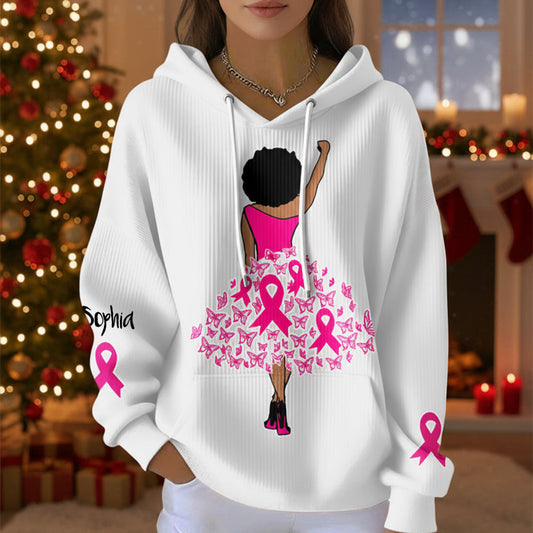 T-shirt personnalisé « Black Woman Strength Pink Ribbon » pour la sensibilisation au cancer du sein