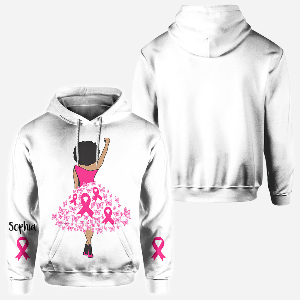 T-shirt personnalisé « Black Woman Strength Pink Ribbon » pour la sensibilisation au cancer du sein