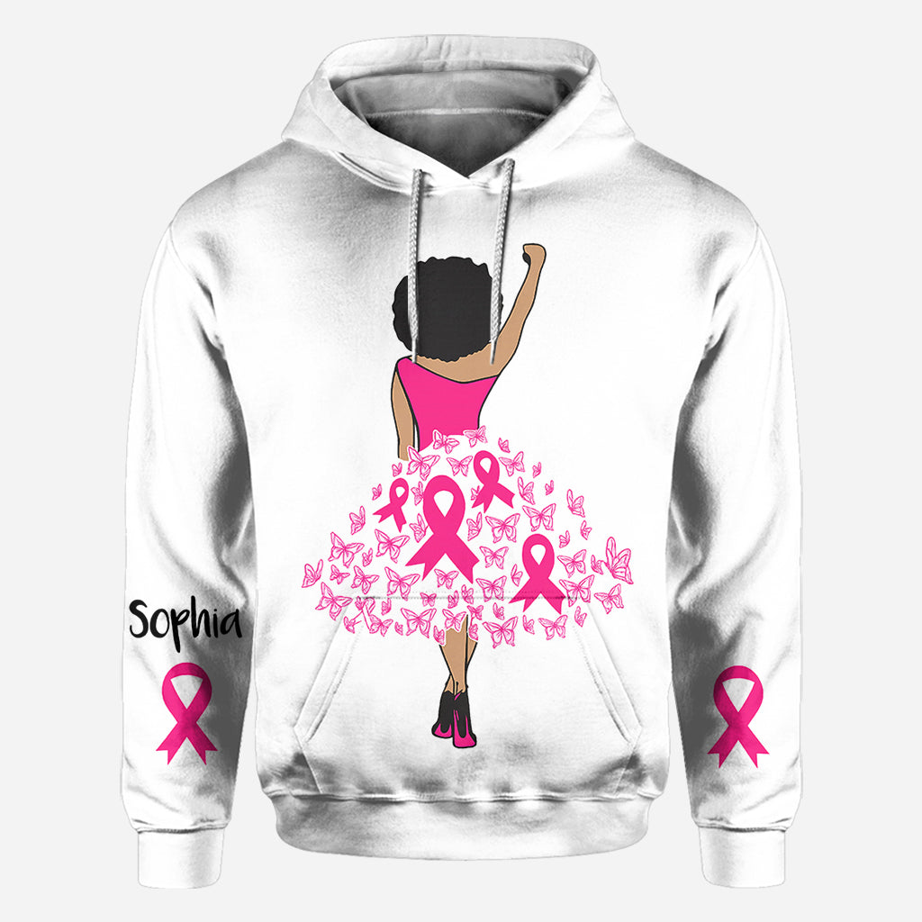 T-shirt personnalisé « Black Woman Strength Pink Ribbon » pour la sensibilisation au cancer du sein