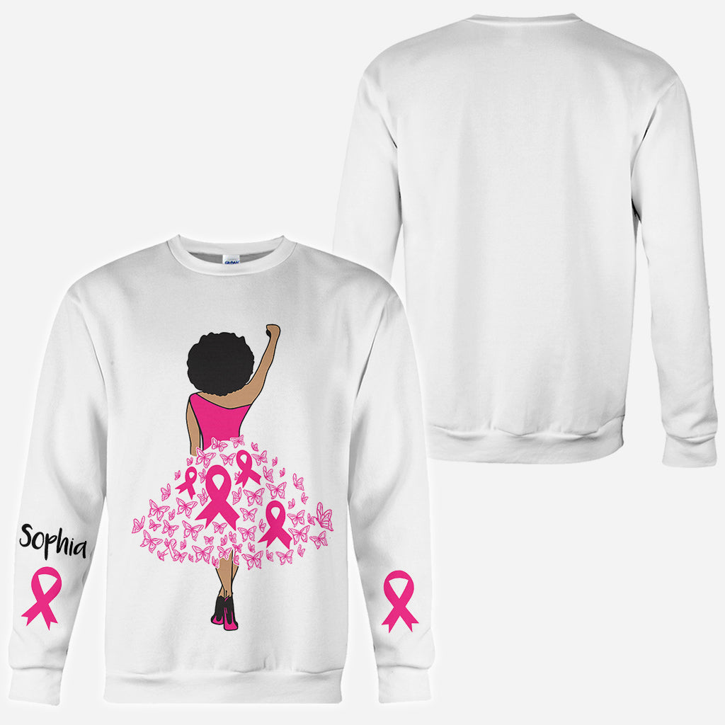 T-shirt personnalisé « Black Woman Strength Pink Ribbon » pour la sensibilisation au cancer du sein