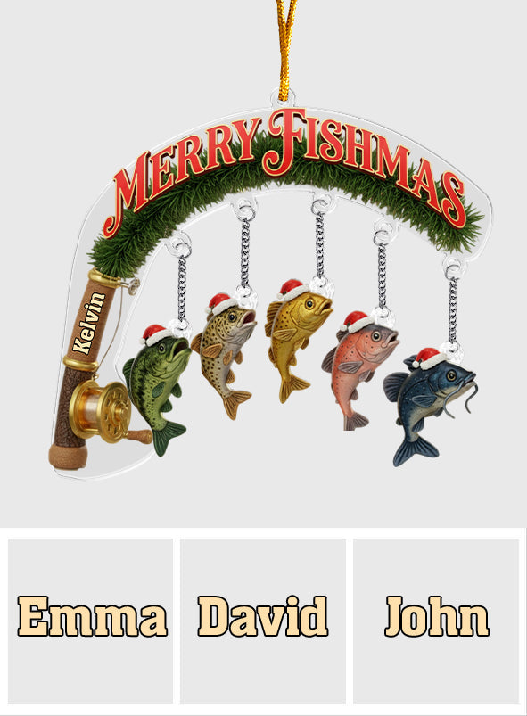 Joyeux Noël des Poissons - Ornement de pêche personnalisé avec breloque