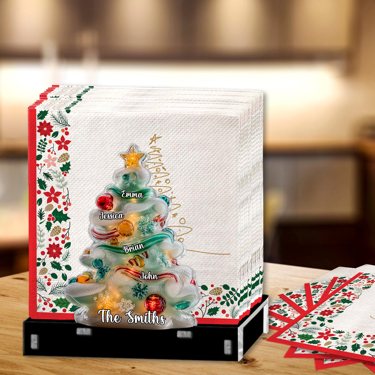 Joyeux Noël - Porte-essuie-tout familial personnalisé