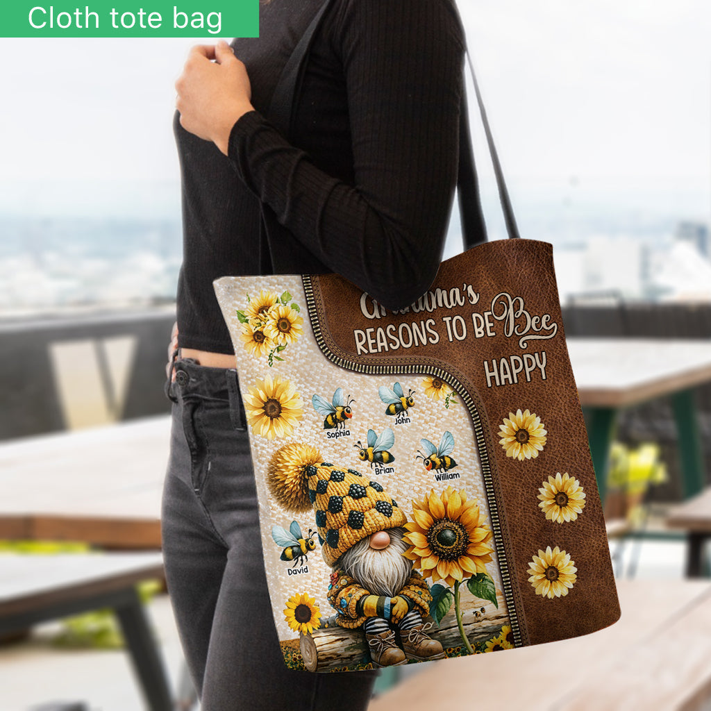 Grandma's Reasons To Be Happy - Personalized Grandma Tote Bag