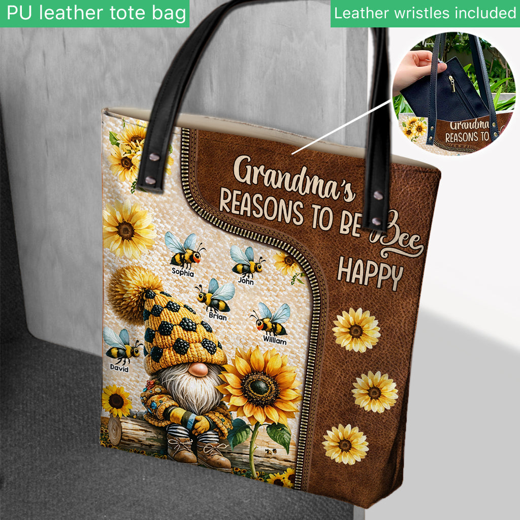 Grandma's Reasons To Be Happy - Personalized Grandma Tote Bag