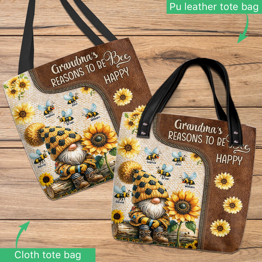 Grandma's Reasons To Be Happy - Personalized Grandma Tote Bag