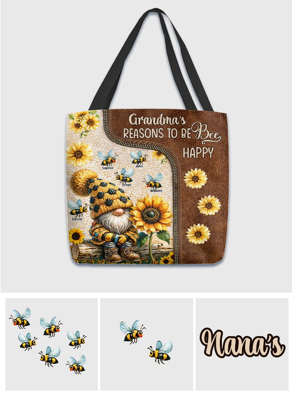 Grandma's Reasons To Be Happy - Personalized Grandma Tote Bag