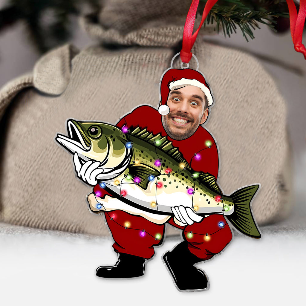 Père Noël pêcheur amusant - Ornement de pêche personnalisé