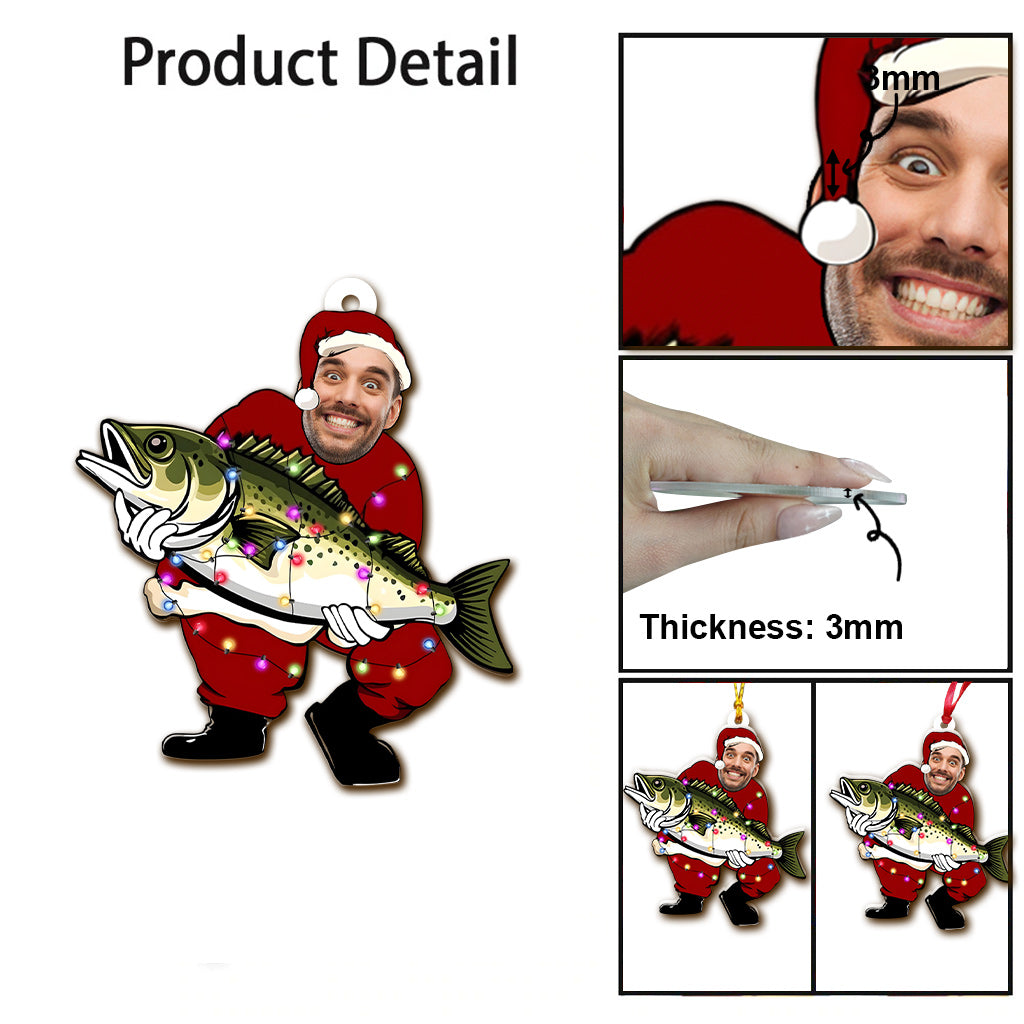 Père Noël pêcheur amusant - Ornement de pêche personnalisé