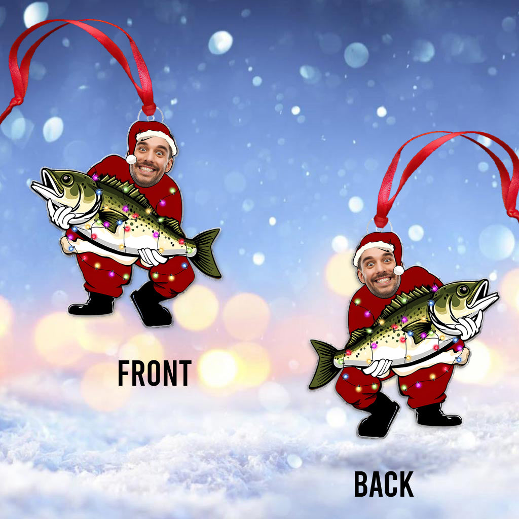 Père Noël pêcheur amusant - Ornement de pêche personnalisé