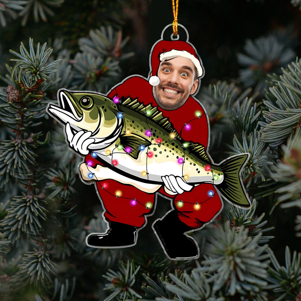 Père Noël pêcheur amusant - Ornement de pêche personnalisé