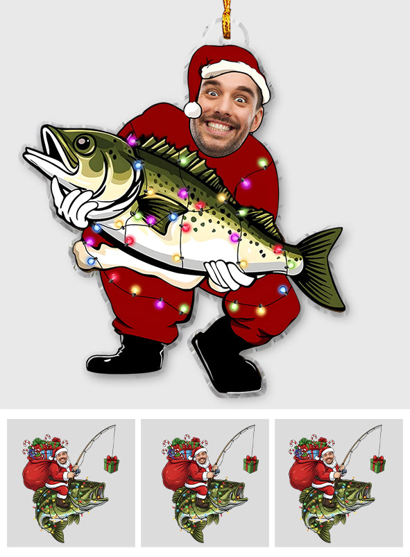 Père Noël pêcheur amusant - Ornement de pêche personnalisé