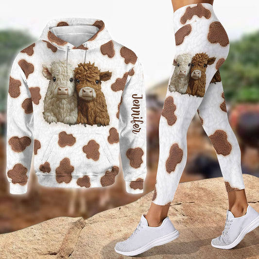 Adorables vaches des Highlands - Sweat à capuche et legging personnalisés avec motif vache des Highlands