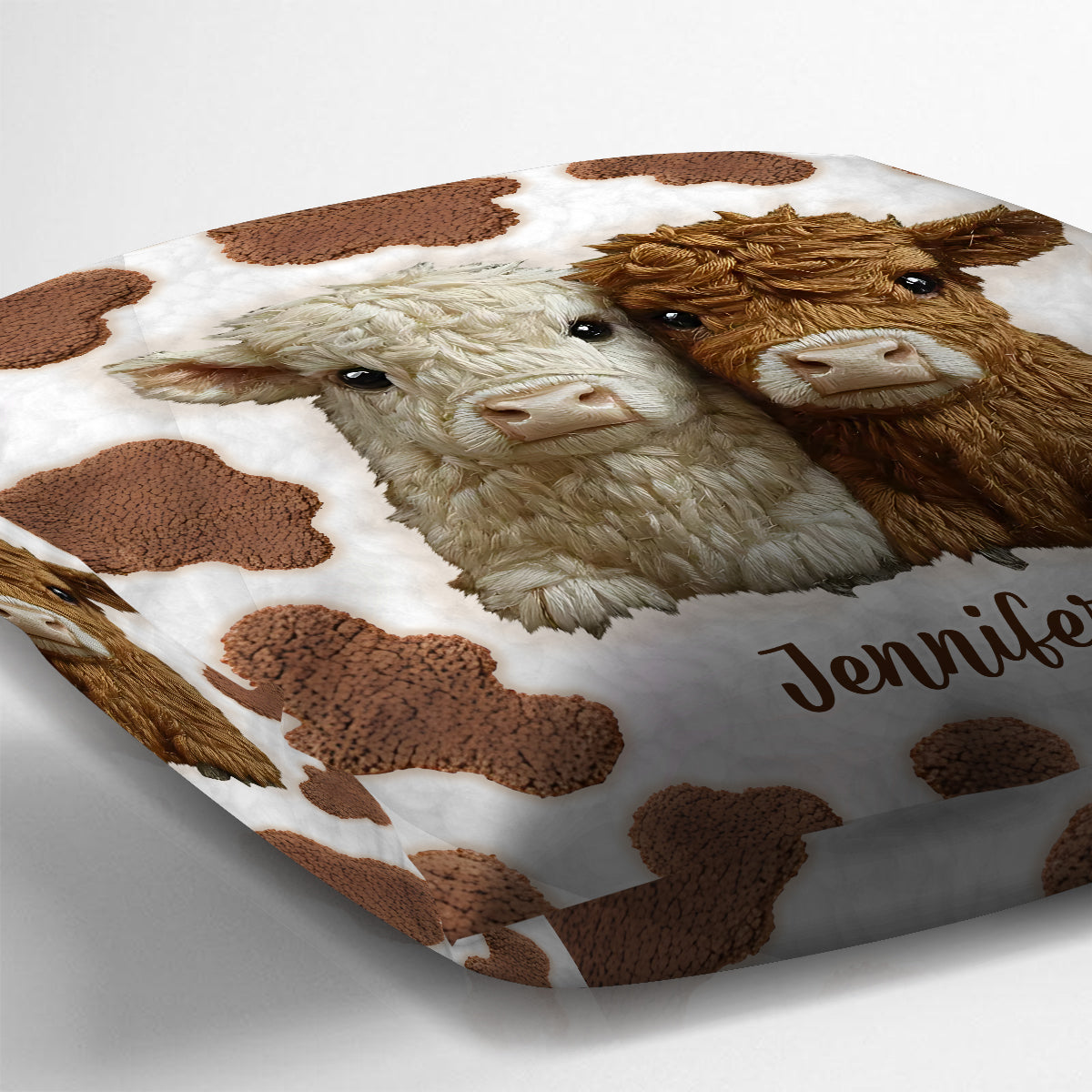 Adorables vaches des Highlands - Coussin décoratif personnalisé vache des Highlands