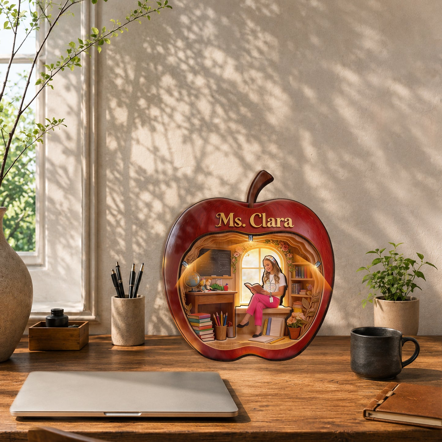 It's A Good Day To Teach Tiny Humans - Personalized Teacher Wooden Light Shadow Box