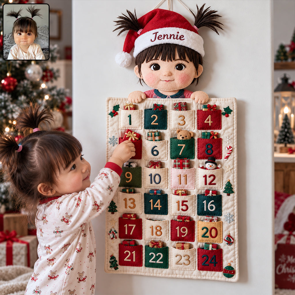 Little Xmas Advent Calendar - Personalized Kid Fabric Advent Calendar