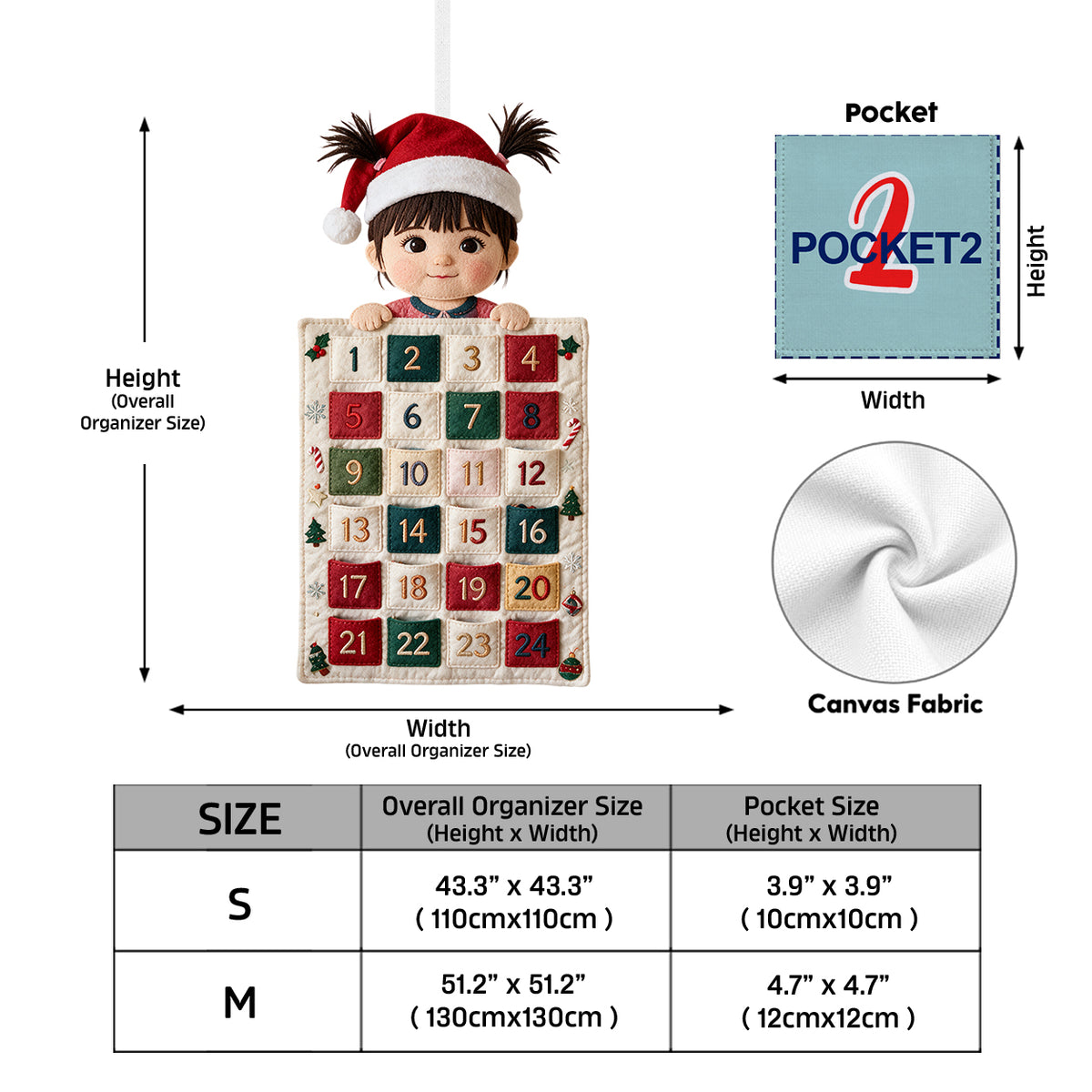 Little Xmas Advent Calendar - Personalized Kid Fabric Advent Calendar