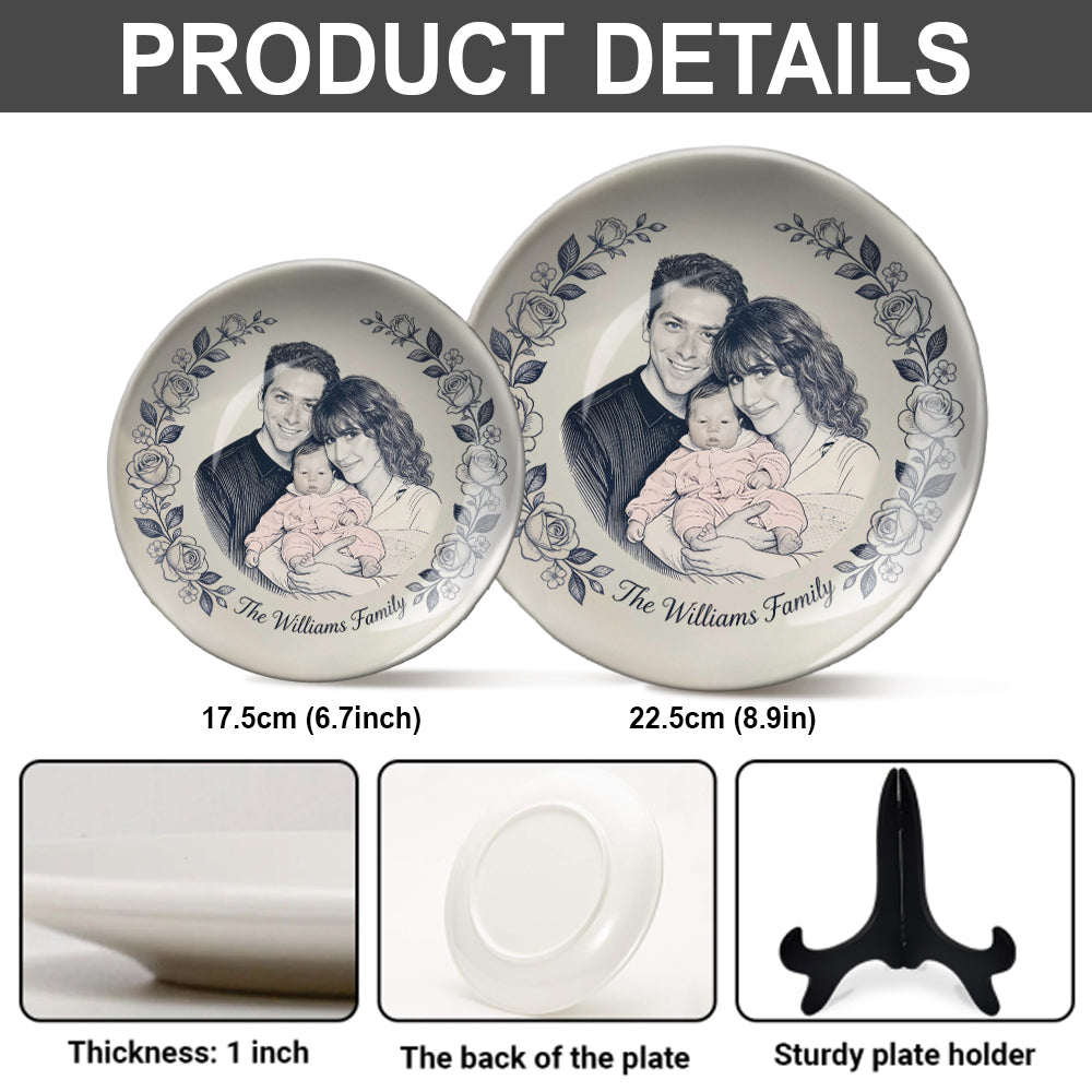 Custom Any Photo - Love My Family - Personalized Family Ceramic Round Plate