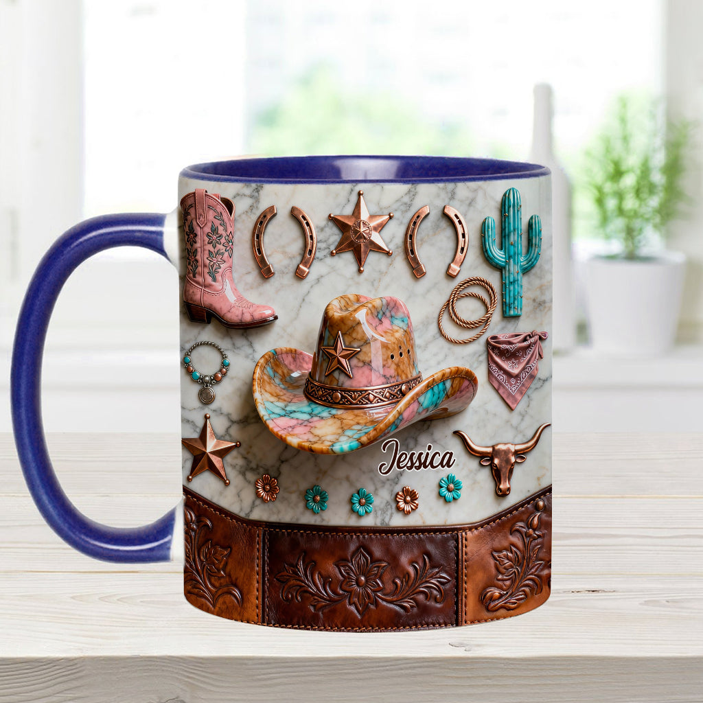 Mug et sous-verre personnalisés « Cowgirl forte »