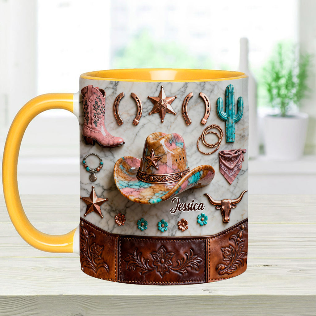 Mug et sous-verre personnalisés « Cowgirl forte »