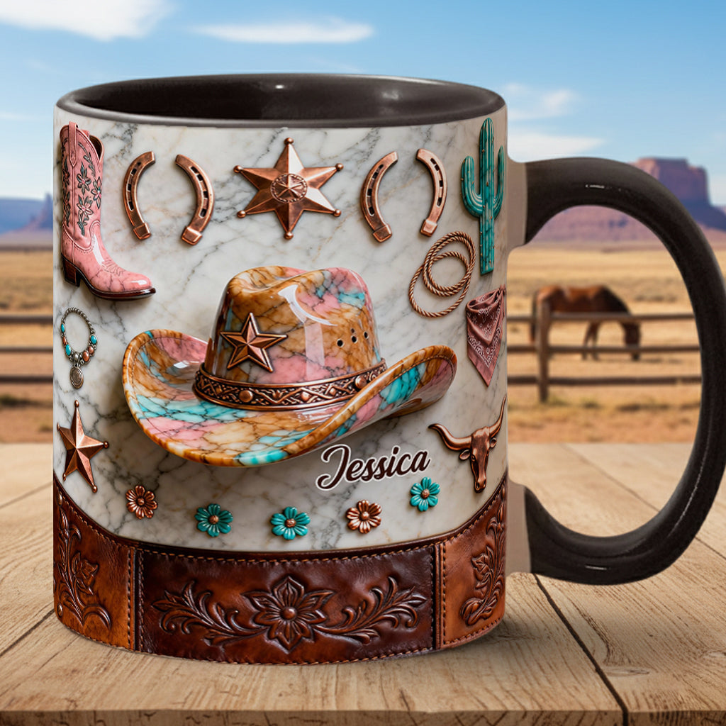 Mug et sous-verre personnalisés « Cowgirl forte »