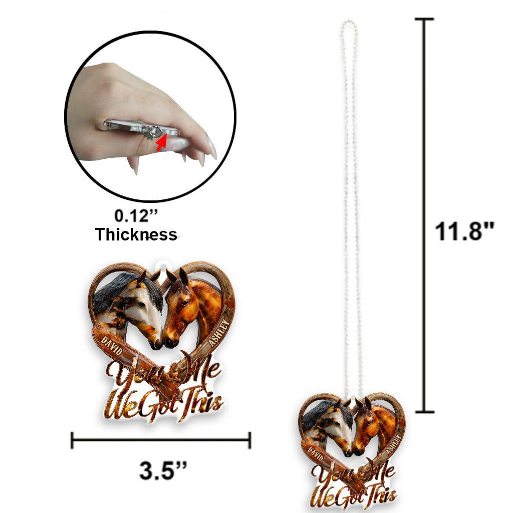 Toi et moi, on gère ! - Ornement de voiture transparent personnalisé en forme de cheval