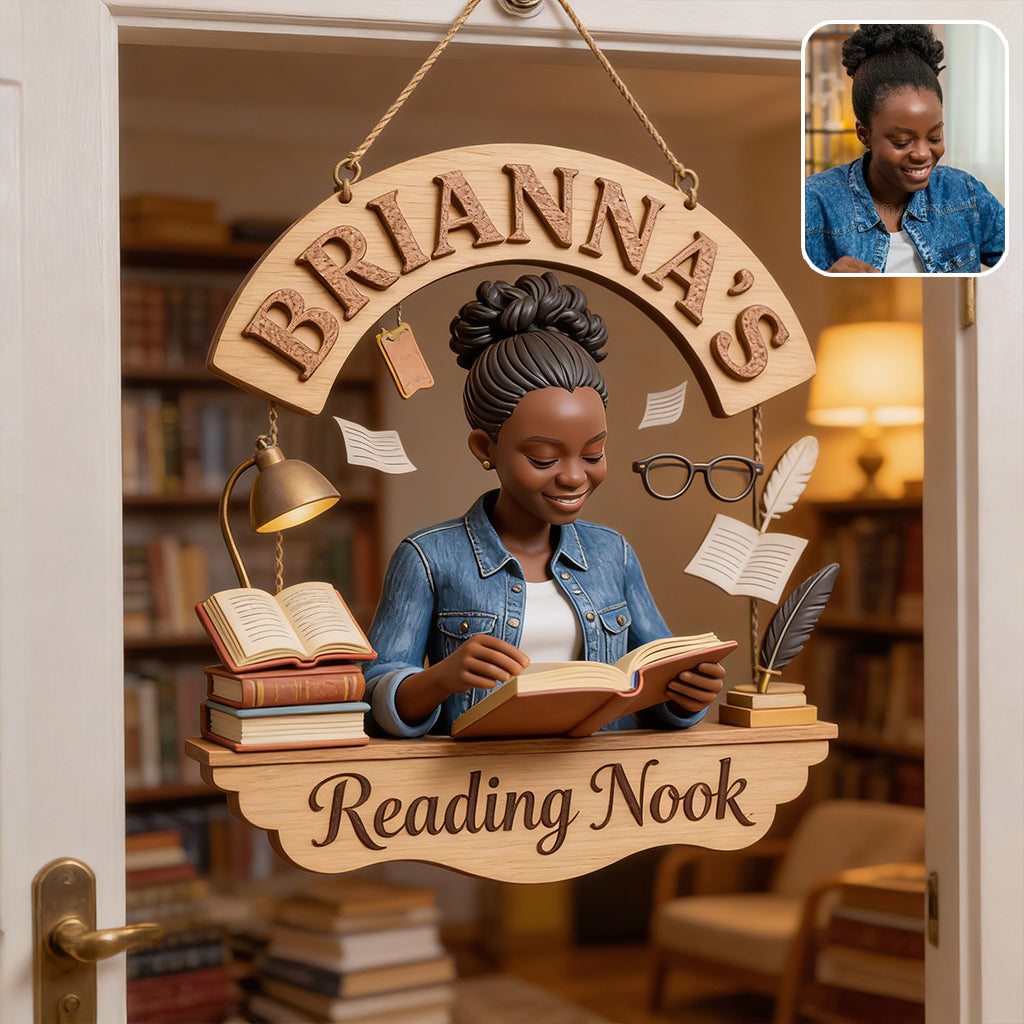 Reading Corner - Personalized Book Custom Shaped Wood Sign