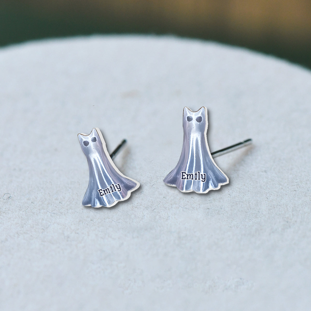 Boucles d'oreilles personnalisées Halloween Chat mignon et effrayant