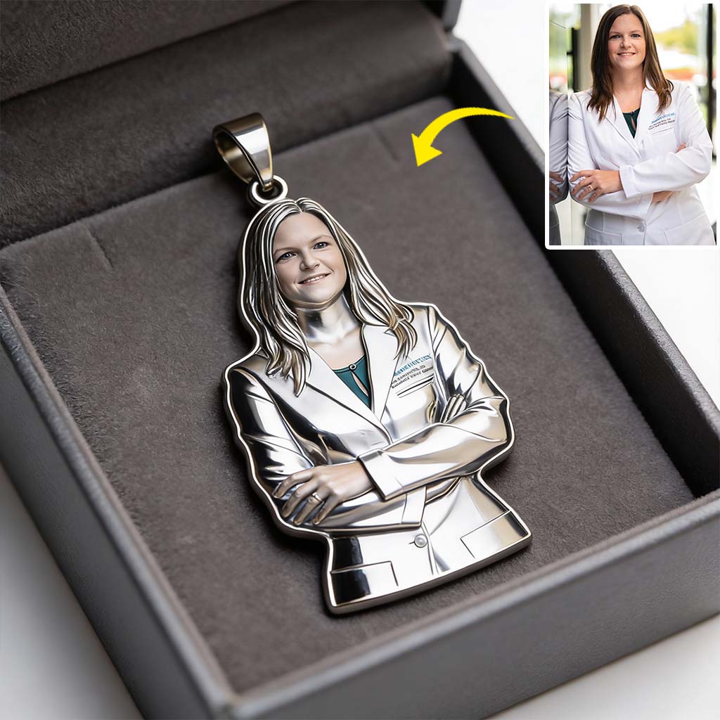 Infirmière, médecin… Quel que soit votre métier, quelle que soit votre photo, collier pendentif personnalisé en métal en forme d’infirmière