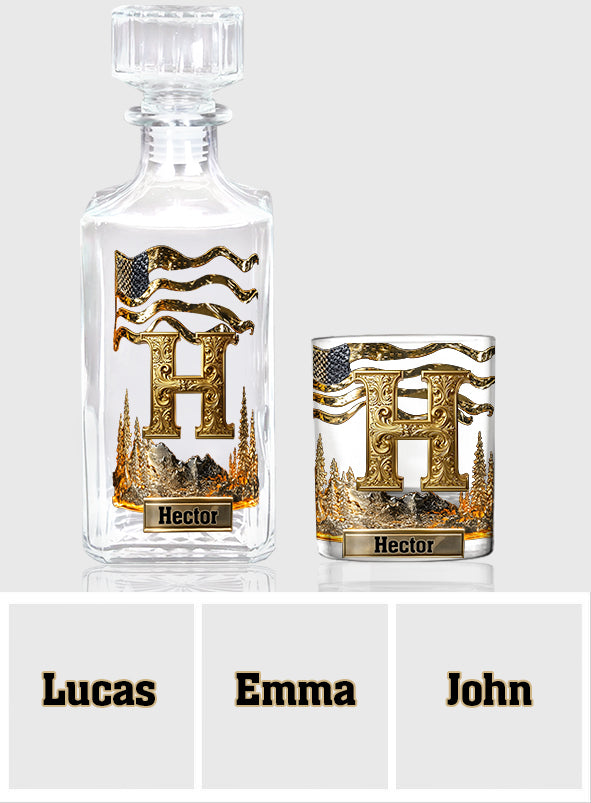 Initiales de l'alphabet pour les amateurs de whisky, bourbon... - Coffret carafe à whisky personnalisée