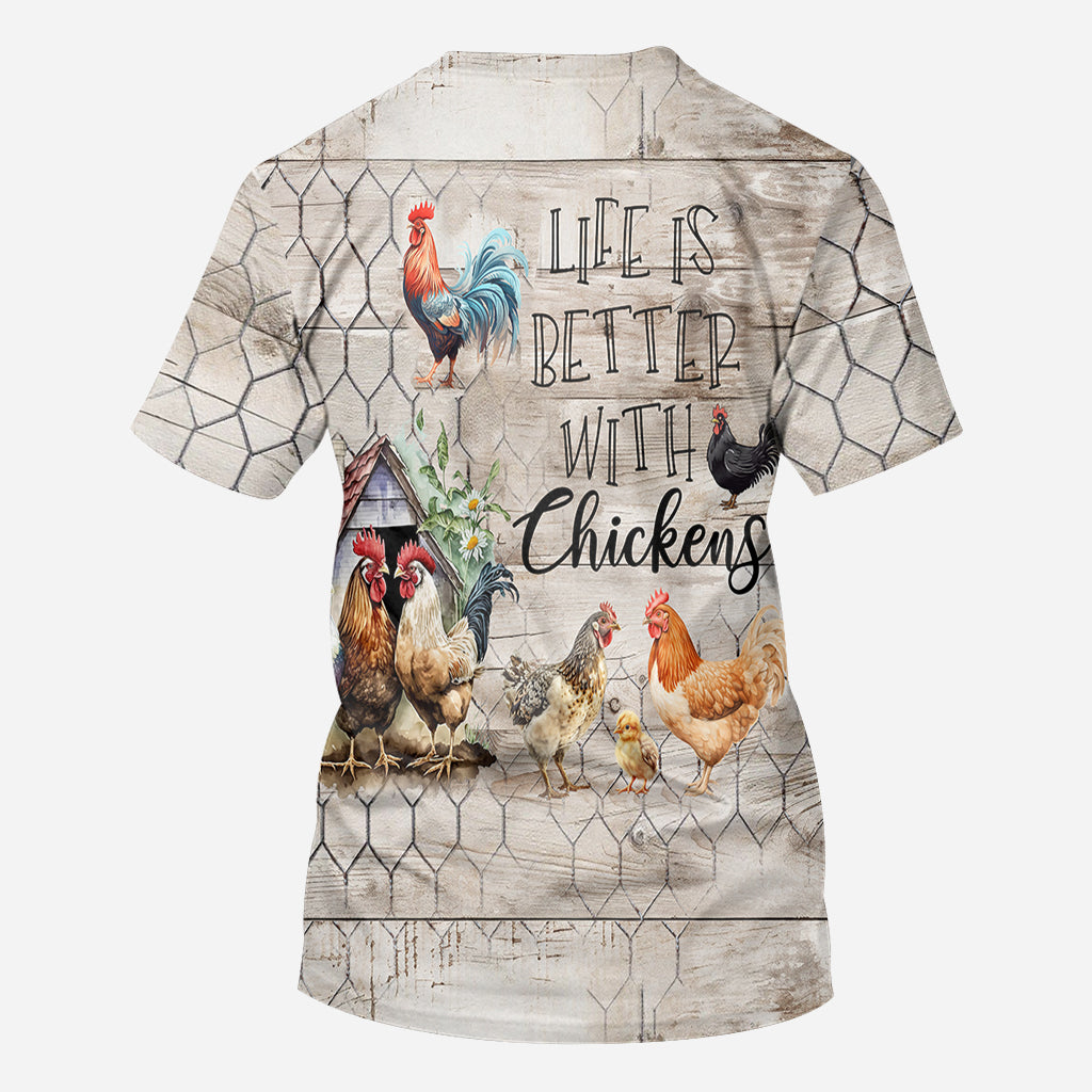 La vie est plus belle avec des poules - T-shirt personnalisé avec des poules