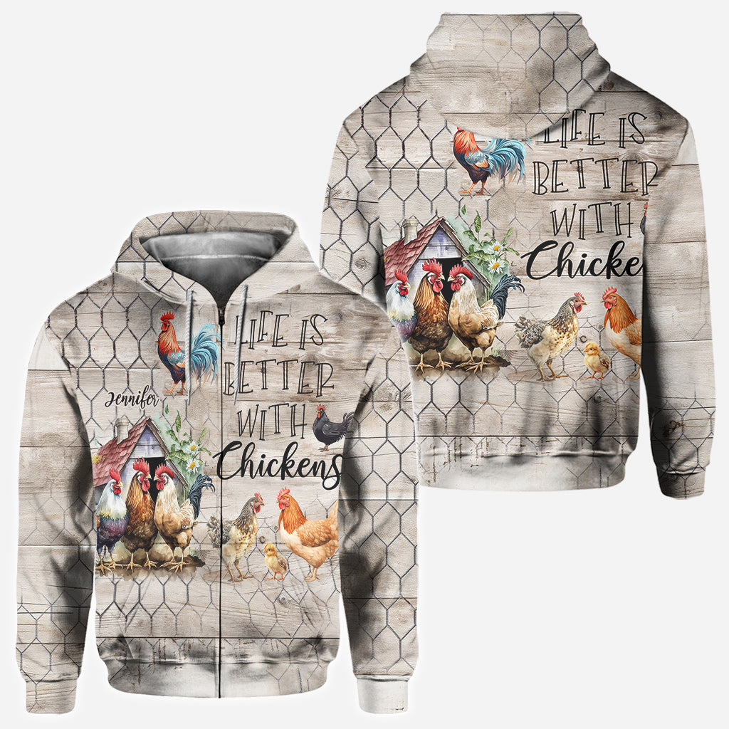 La vie est plus belle avec des poules - T-shirt personnalisé avec des poules