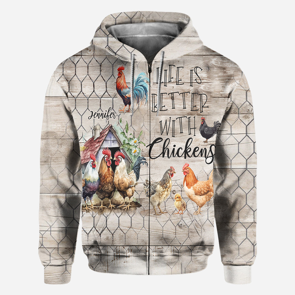 La vie est plus belle avec des poules - T-shirt personnalisé avec des poules