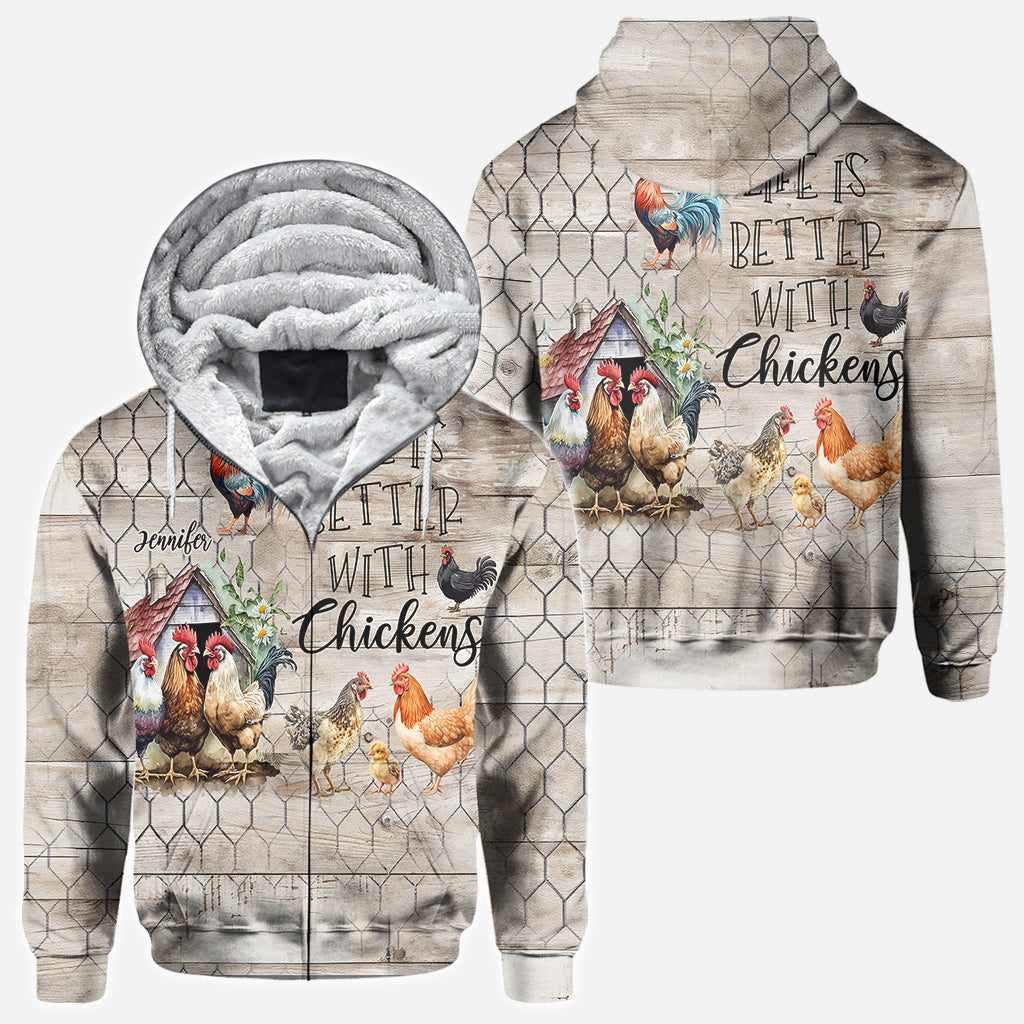 La vie est plus belle avec des poules - T-shirt personnalisé avec des poules