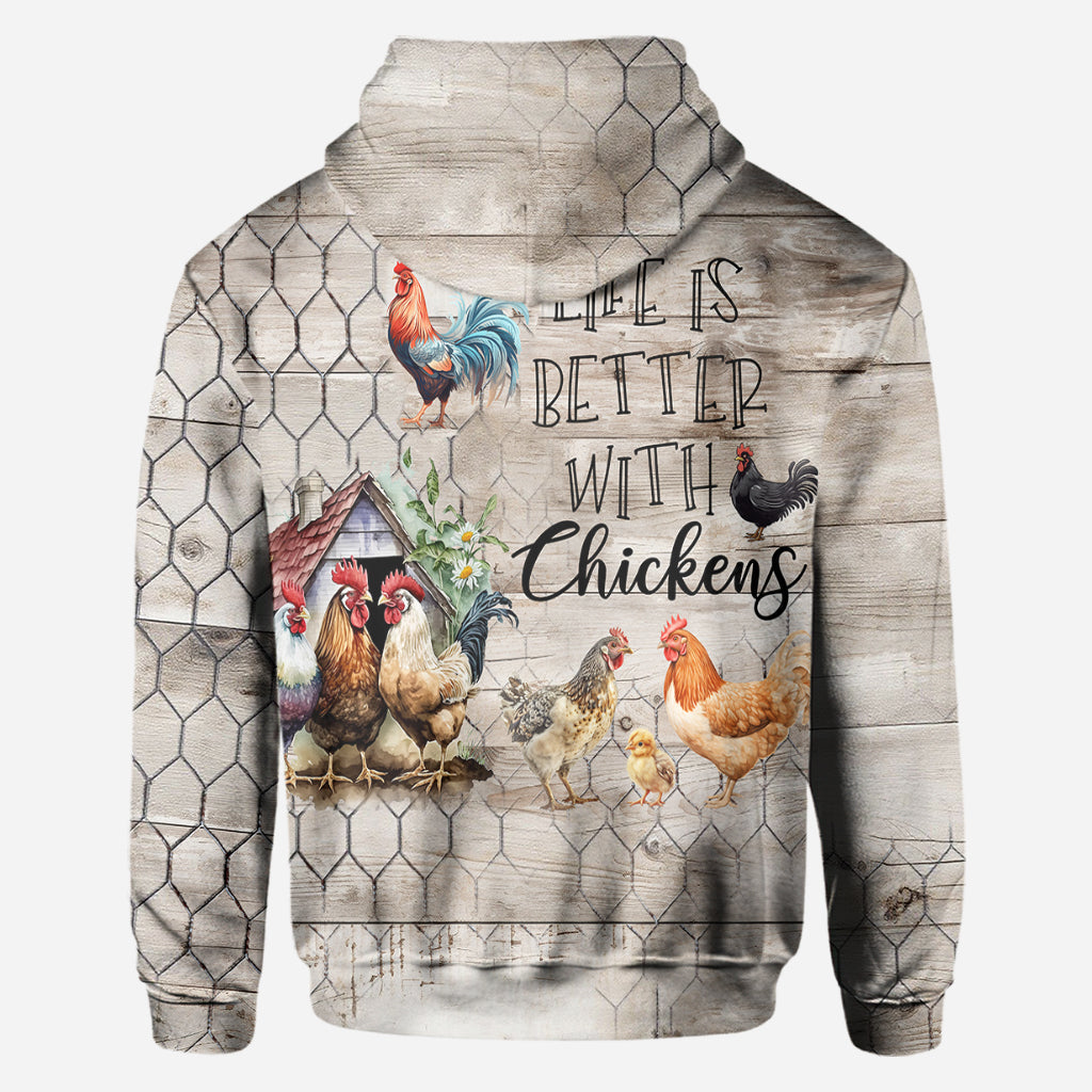 La vie est plus belle avec des poules - T-shirt personnalisé avec des poules