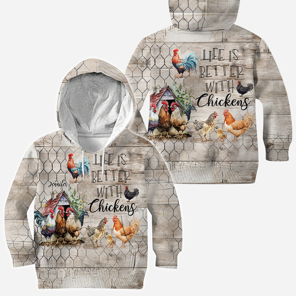 La vie est plus belle avec des poules - T-shirt personnalisé avec des poules