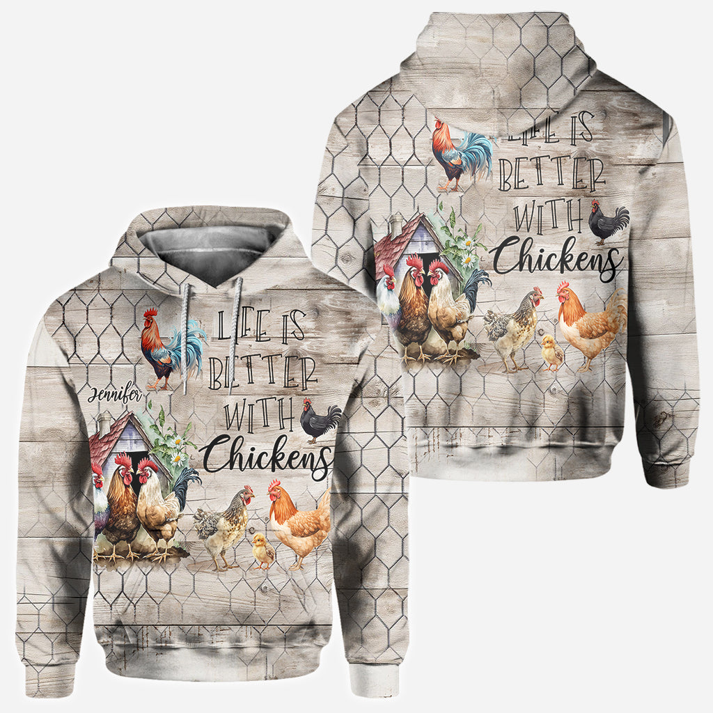 La vie est plus belle avec des poules - T-shirt personnalisé avec des poules