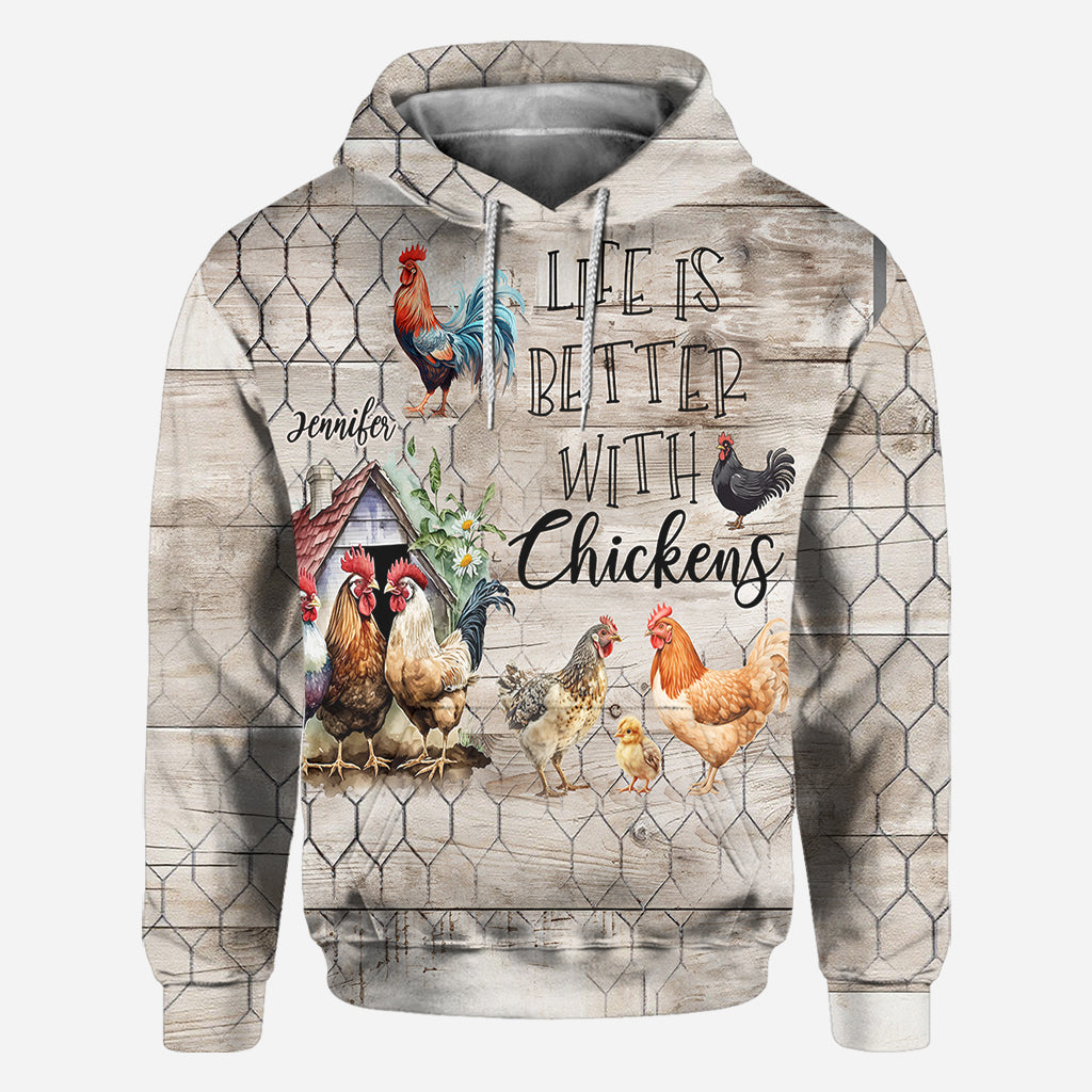La vie est plus belle avec des poules - T-shirt personnalisé avec des poules
