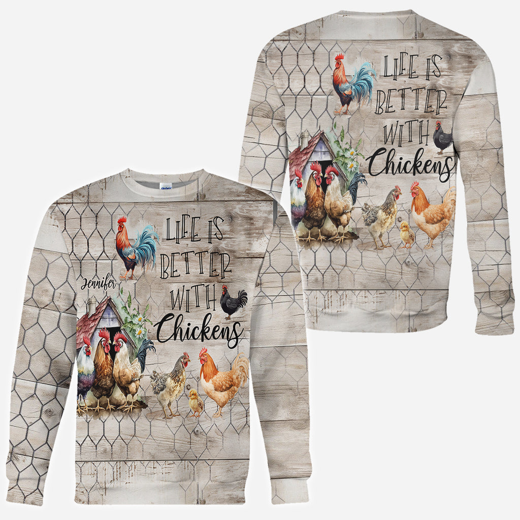 La vie est plus belle avec des poules - T-shirt personnalisé avec des poules