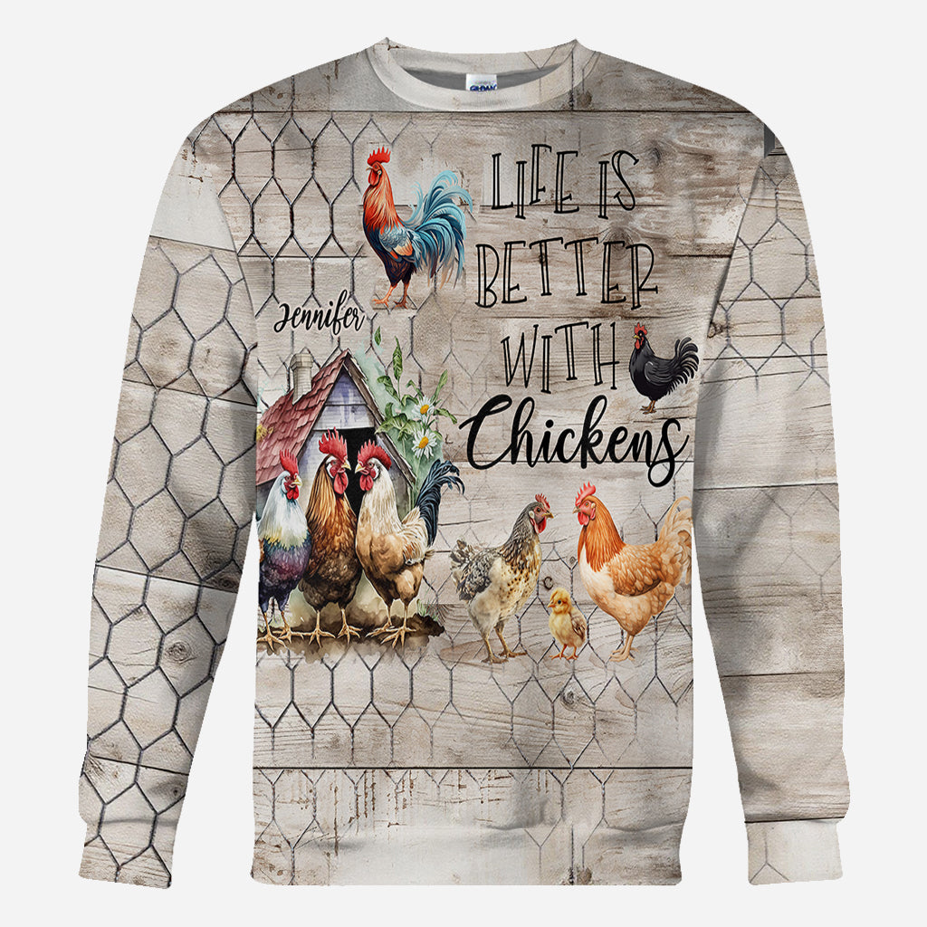 La vie est plus belle avec des poules - T-shirt personnalisé avec des poules