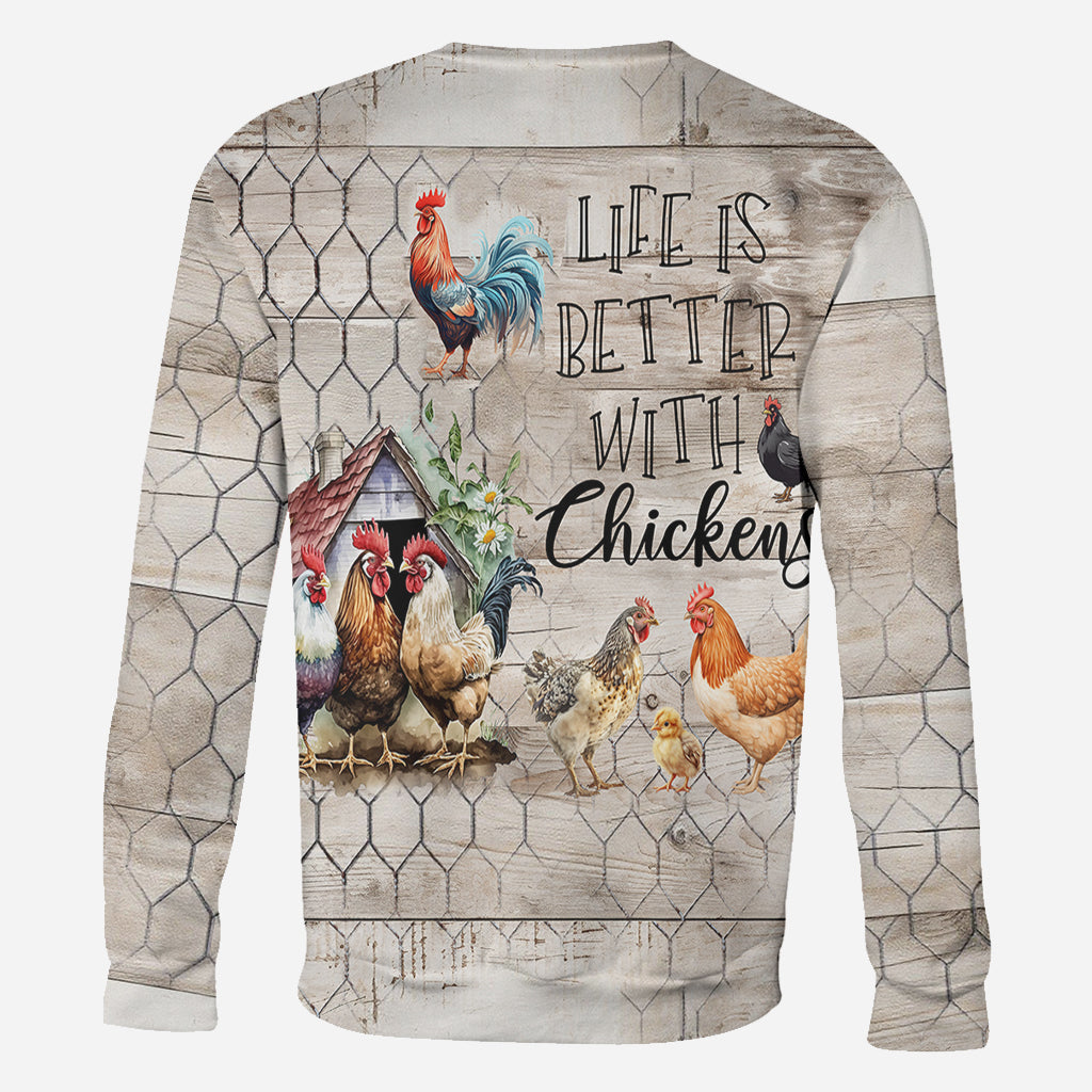 La vie est plus belle avec des poules - T-shirt personnalisé avec des poules
