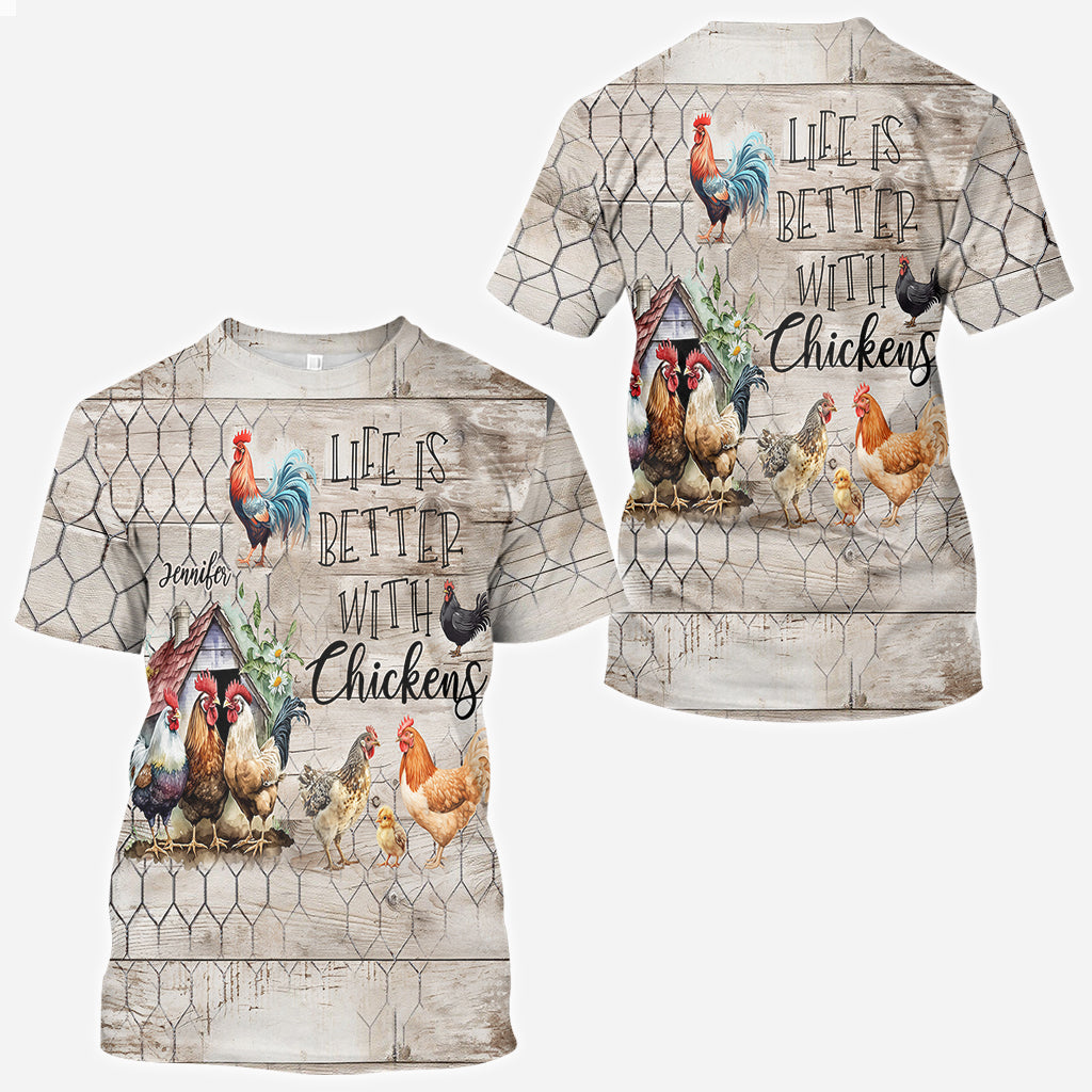 La vie est plus belle avec des poules - T-shirt personnalisé avec des poules